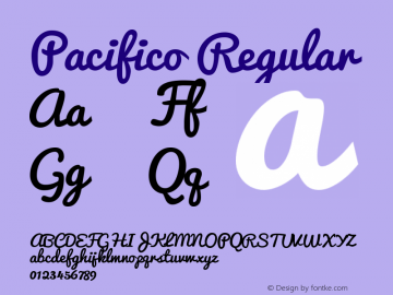 Pacifico Version 1.000 Font Sample