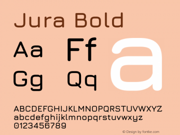 Jura Bold Version 5.101; ttfautohint (v1.6) Font Sample