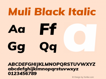 Muli Black Italic Version 2.000图片样张