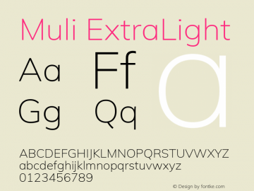 Muli ExtraLight Version 2.000图片样张