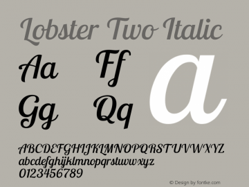 Lobster Two Italic Version 1.006 Font Sample