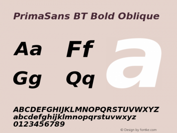 PrimaSans BT Bold Oblique Release 1.0图片样张