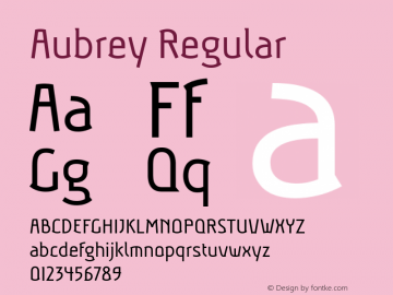Aubrey Regular Version 1.001 Font Sample