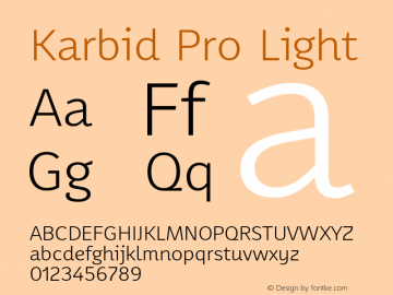 KarbidPro-Light Version 7.504; 2011; Build 1021 Font Sample