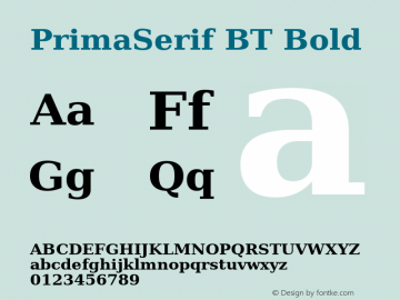 PrimaSerif BT Bold Version 1.01 emb4-OT图片样张