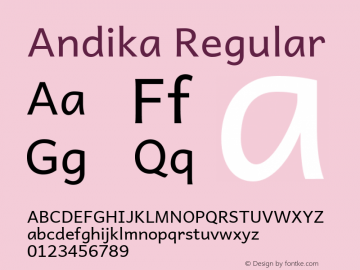 Andika Regular Version 1.001 Font Sample