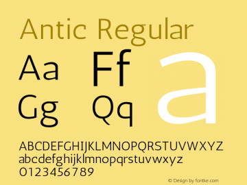 Antic Regular Version 1.0012 Font Sample