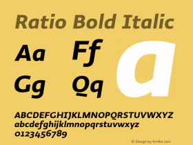 Ratio-BoldItalic 1.001 Font Sample