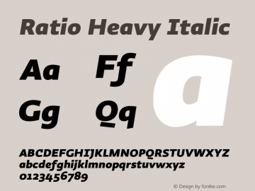 Ratio-HeavyItalic 1.001 Font Sample