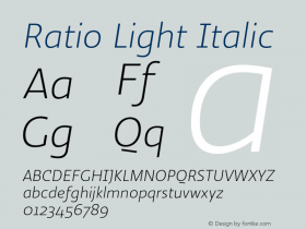 Ratio-LightItalic 1.001 Font Sample