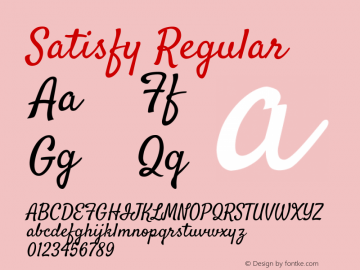 Satisfy Regular Version 1.001 Font Sample