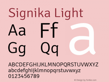 Signika Light Version 1.002 Font Sample