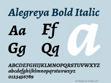 Alegreya Bold Italic Version 1.004图片样张