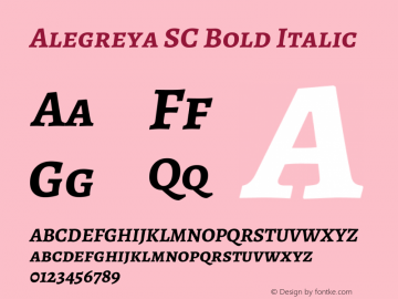 Alegreya SC Bold Italic Version 1.004 Font Sample