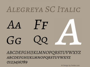Alegreya SC Italic Version 1.004 Font Sample