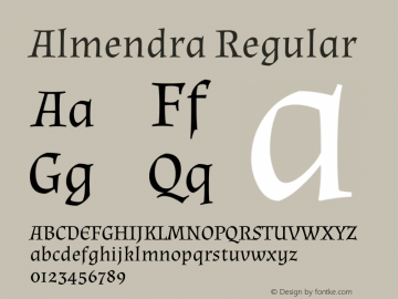 Almendra Regular Version 1.004 Font Sample