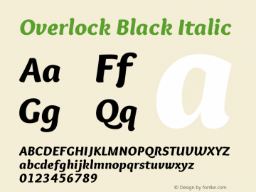 Overlock Black Italic Version 1.002 Font Sample