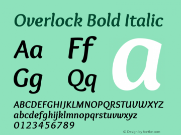 Overlock Bold Italic Version 1.002 Font Sample