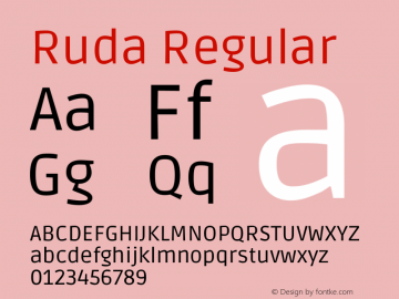 Ruda Regular Version 1.003 Font Sample