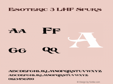 EsotericThreeLHF-Spurs Version 001.007 Font Sample