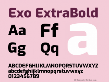 Exo ExtraBold Version 1.500; ttfautohint (v1.6) Font Sample
