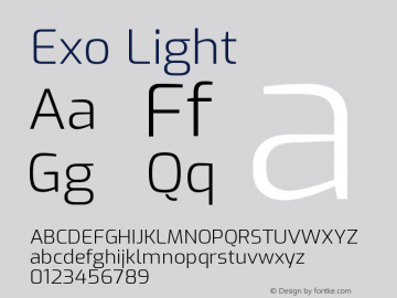 Exo Light Version 1.500; ttfautohint (v1.6) Font Sample