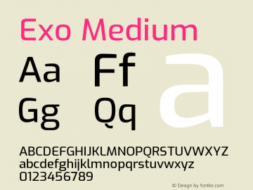 Exo Medium Version 1.500; ttfautohint (v1.6) Font Sample