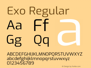 Exo Regular Version 1.500; ttfautohint (v1.6) Font Sample