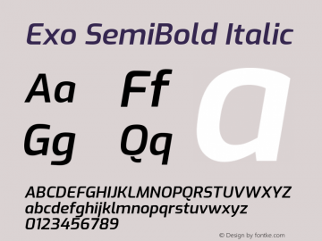 Exo SemiBold Italic Version 1.500; ttfautohint (v1.6) Font Sample