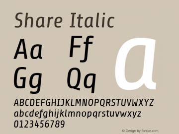 Share Italic Version 1.002 Font Sample
