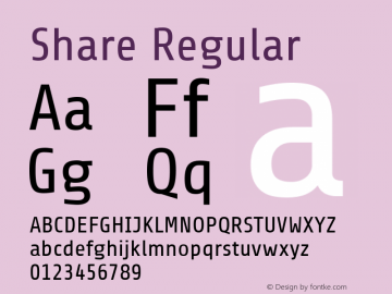 Share Regular Version 1.002 Font Sample