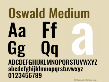 Oswald Medium Version 4.001 Font Sample