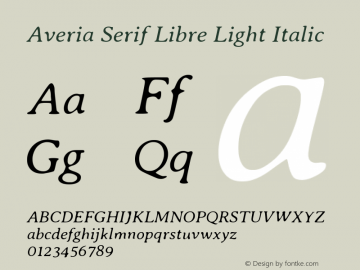 Averia Serif Libre Light Italic Version 1.002 Font Sample