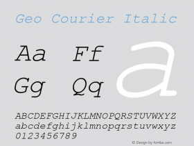 Geo Courier Italic MS core font:v1.00 Font Sample