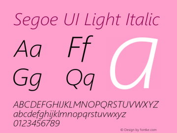Segoe UI Light Italic Version 5.22图片样张