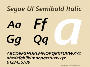 Segoe UI Semibold Italic Version 5.22图片样张