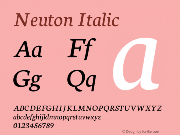 Neuton Italic Version 1.46 Font Sample