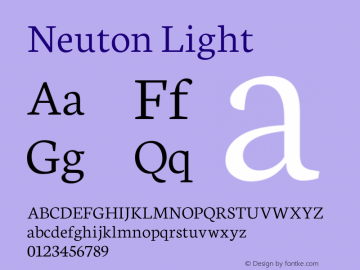 Neuton Light Version 1.46 Font Sample