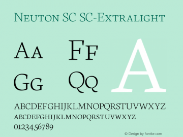 Neuton SC Extralight Version 1.4 Font Sample