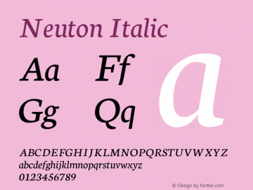 Neuton Italic Version 1.46 Font Sample