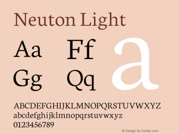 Neuton Light Version 1.46 Font Sample