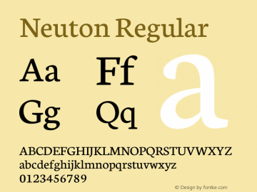 Neuton Regular Version 1.46 Font Sample