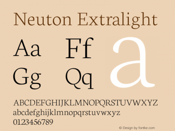 Neuton Extralight Version 1.4 Font Sample