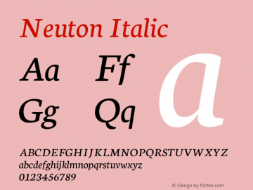 Neuton Italic Version 1.46 Font Sample