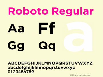 Roboto Regular Version 1.00000; 2011; Build 20120203 Font Sample