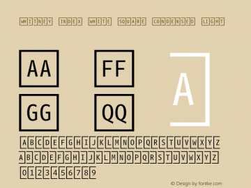 WhitneyIndexWhite-SqCnLt Version 1.200 Font Sample