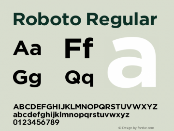 Roboto Regular Version 1.00000; 2011; Build 20120203 Font Sample