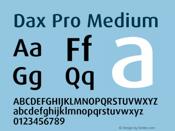 DaxPro-Medium Version 7.504; 2005; Build 1009 Font Sample