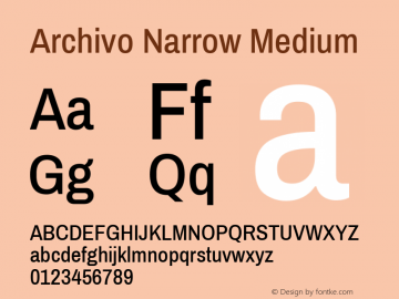 Archivo Narrow Medium Version 1.010 Font Sample