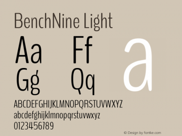 BenchNine Light Version 1 ; ttfautohint (v0.92.18-e454-dirty) -l 8 -r 50 -G 200 -x 0 -w 